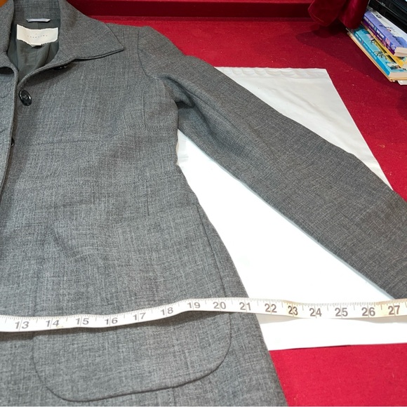 Allegory stretch GRAY WOOL Lycra TRENCH Sz 10 Pea Coat 6 Button Jacket 352834 L - Picture 11 of 15
